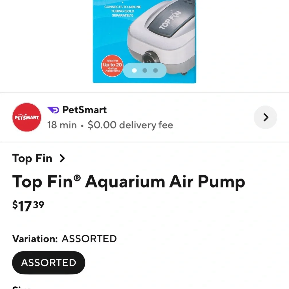 Top Fin Air Pump with Instruction Guide